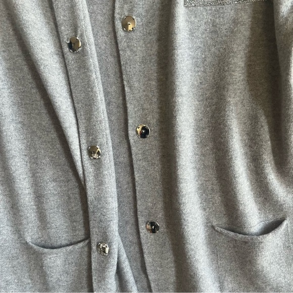 Maglificio Musetti GrayMade in Italy Cashmere Silk Wool Blend Cardigan in 5 or L - Picture 9 of 16